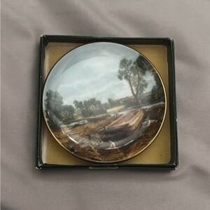 Fine bone china boat building scene mini plate